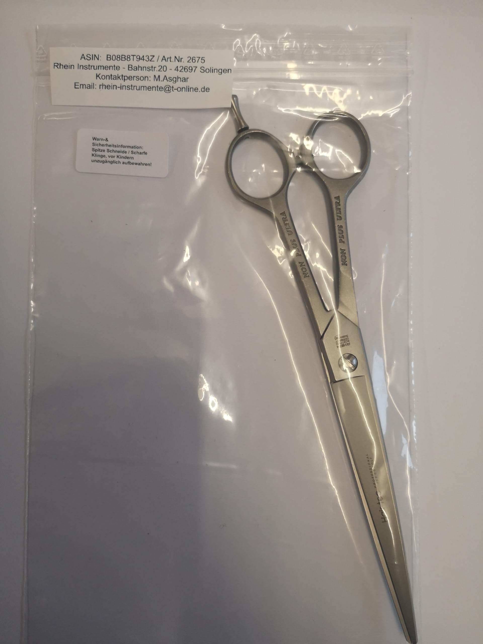 Fellschere Profi-Hundeschere-Fellschere für Tiere-gerade-Made in SOLINGEN- "Non plus Ultra" mit Haken-ca. 20 cm lang-rostfrei