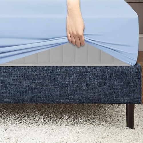 Miniatura 4 de Mejoroom Sábana bajera ajustable de tamaño matrimonial, sábanas inferiores con elástico en todo el contorno, sábanas de lujo de hotel y bolsillo