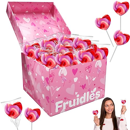 Diseño de corazón de piruleta de remolino rosa, rellenos de bolsas de fiesta, envueltos individualmente (paquete de 24)