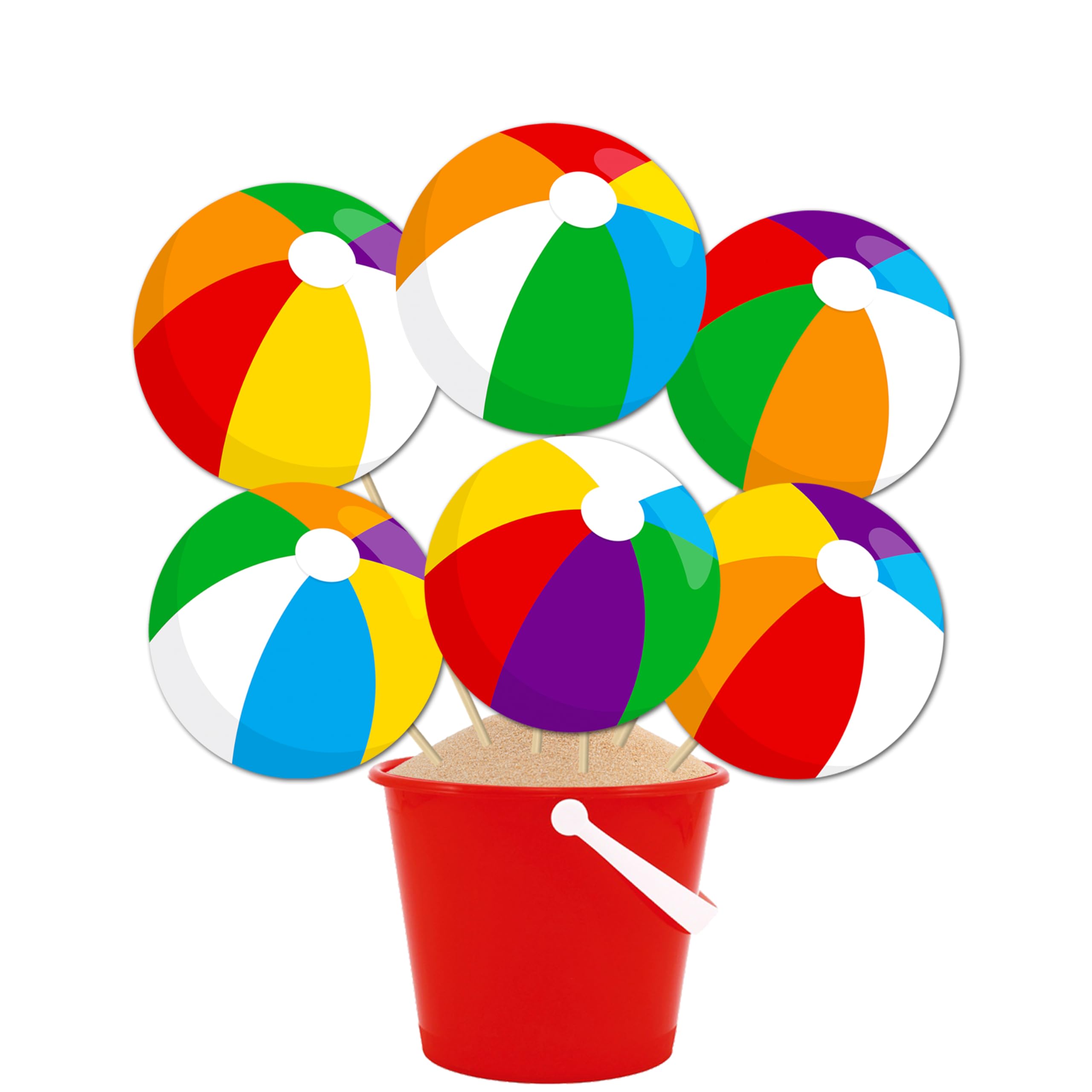 14pcs Beach Ball Centerpiece Sticks Summer Beach Birthday Party Decorations Beach Pool Theme Table Centerpieces for Summer Theme Birthday Party Baby