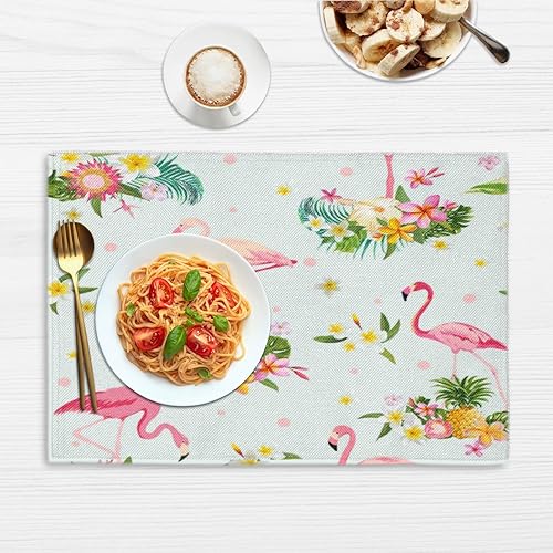 Miniatura 6 de Flamingo Design Pattern Placemats Set of 4 Table Mats Washable Placemat Waterproof Place Mats for Party Home Dining Table Decor 18x12 in