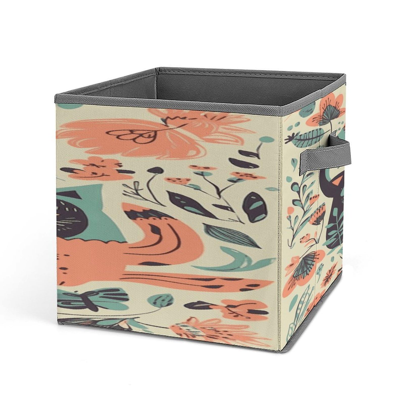Fekiloot Style Funny Cats Birds And Flowers Storage Bins Storage Baskets