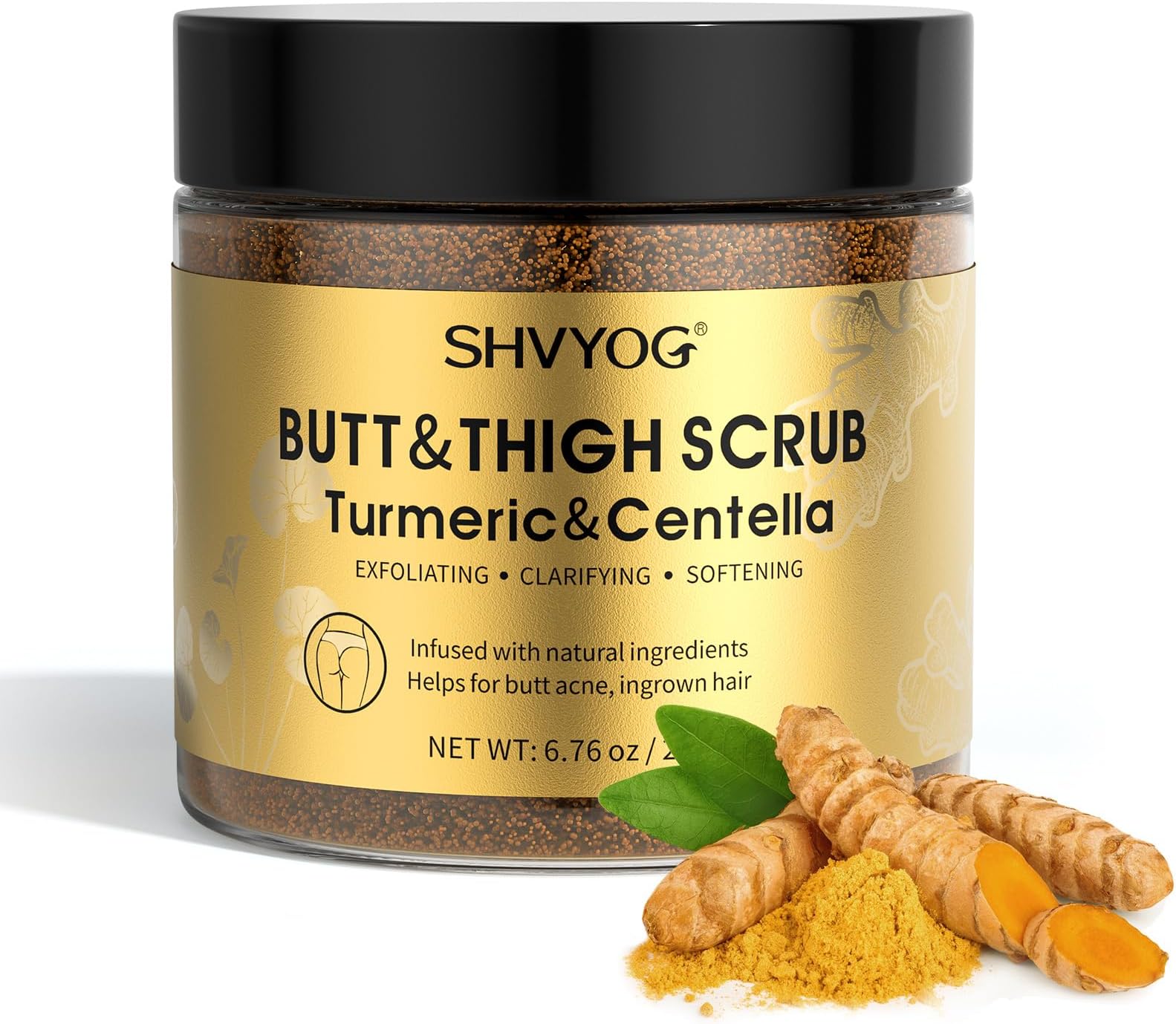 Butt Scrub Wash, Butt Scrub Exfoliator with Turmeric & Centella for Thigh Acne, Ingrown Hair, Bikini, Razor bump, Cellulite Clearing