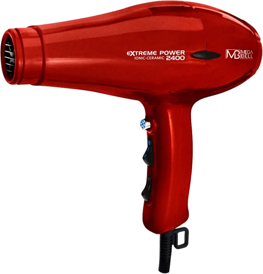 Mega Bell, Secador de cabelos profissional, Extreme Power, 2400w / 220v, Vermelho