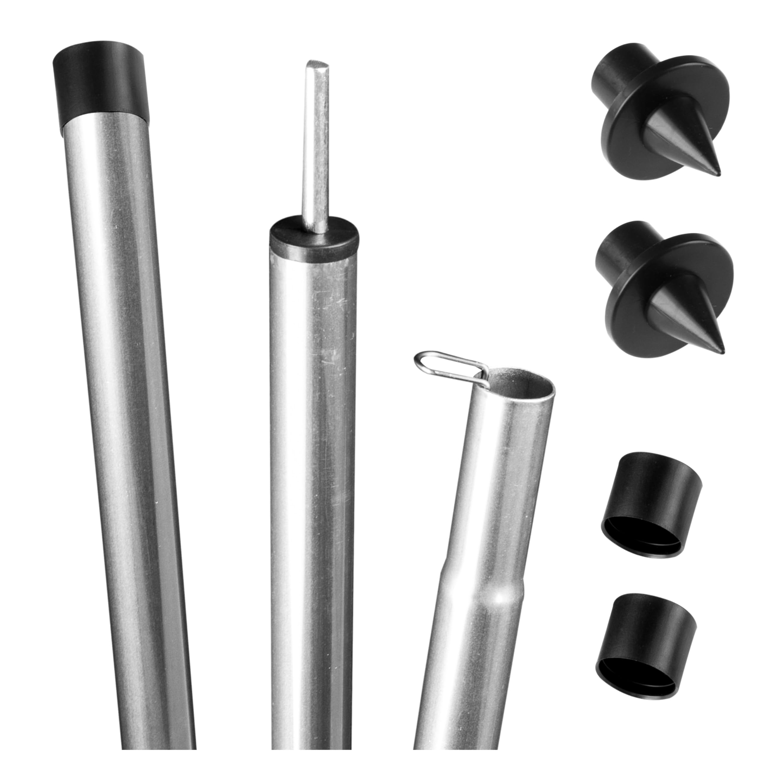 Stahl Zeltstange - mit Spitze - Teleskopstange - Aufstellstange - Tarpstange - Sonnensegel - 3 Teilig