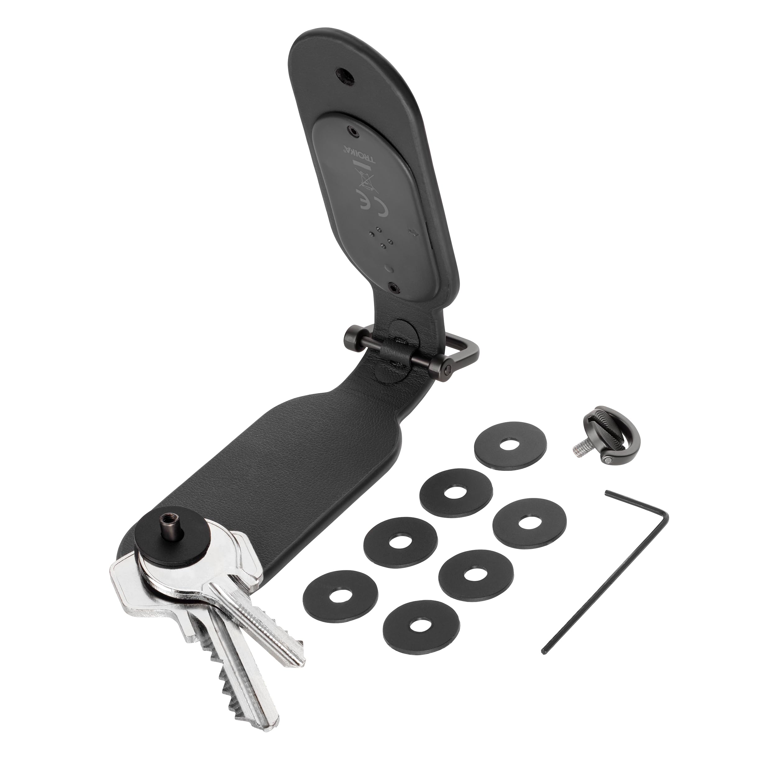 TROIKA Lokalizator kluczy Apple® Find My funkcyjny Track & Find Key organizer z możliwością lokalizacji zamocowanych kluczy i możliwość rozszerzenia do 4 kluczy ze sztucznej skóry i metalu w kolorze
