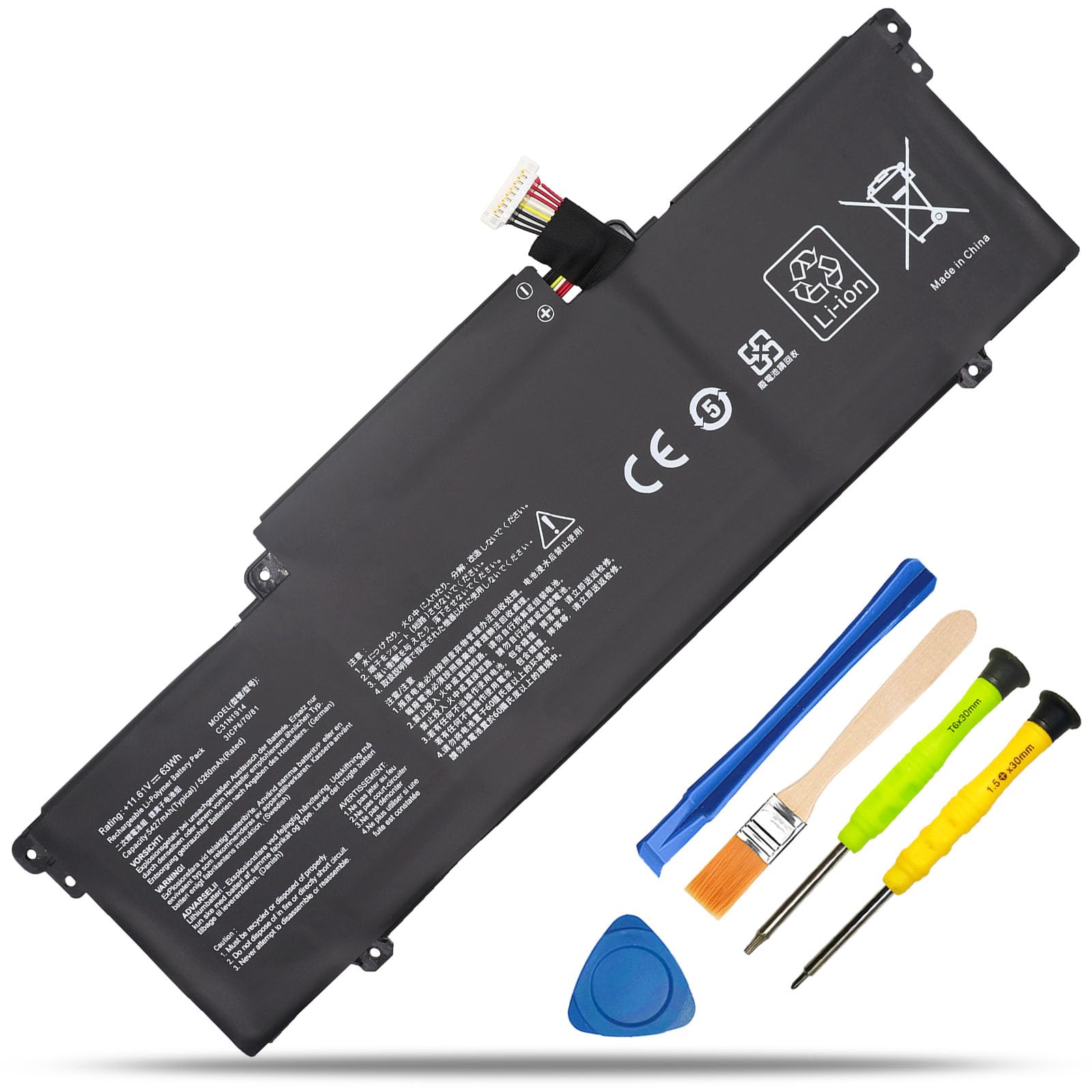 Photo 1 of RHKRKQN C31N1914 Laptop Battery Replacement for Asus ZenBook 13 UX425UG ZenBook 14 Ultralight UX435EAL Zenbook 14 UM425QA UX435EA UX435EG UX435EG-AI039T Series 0B200-03730100 11.61V 63Wh 5427mAh