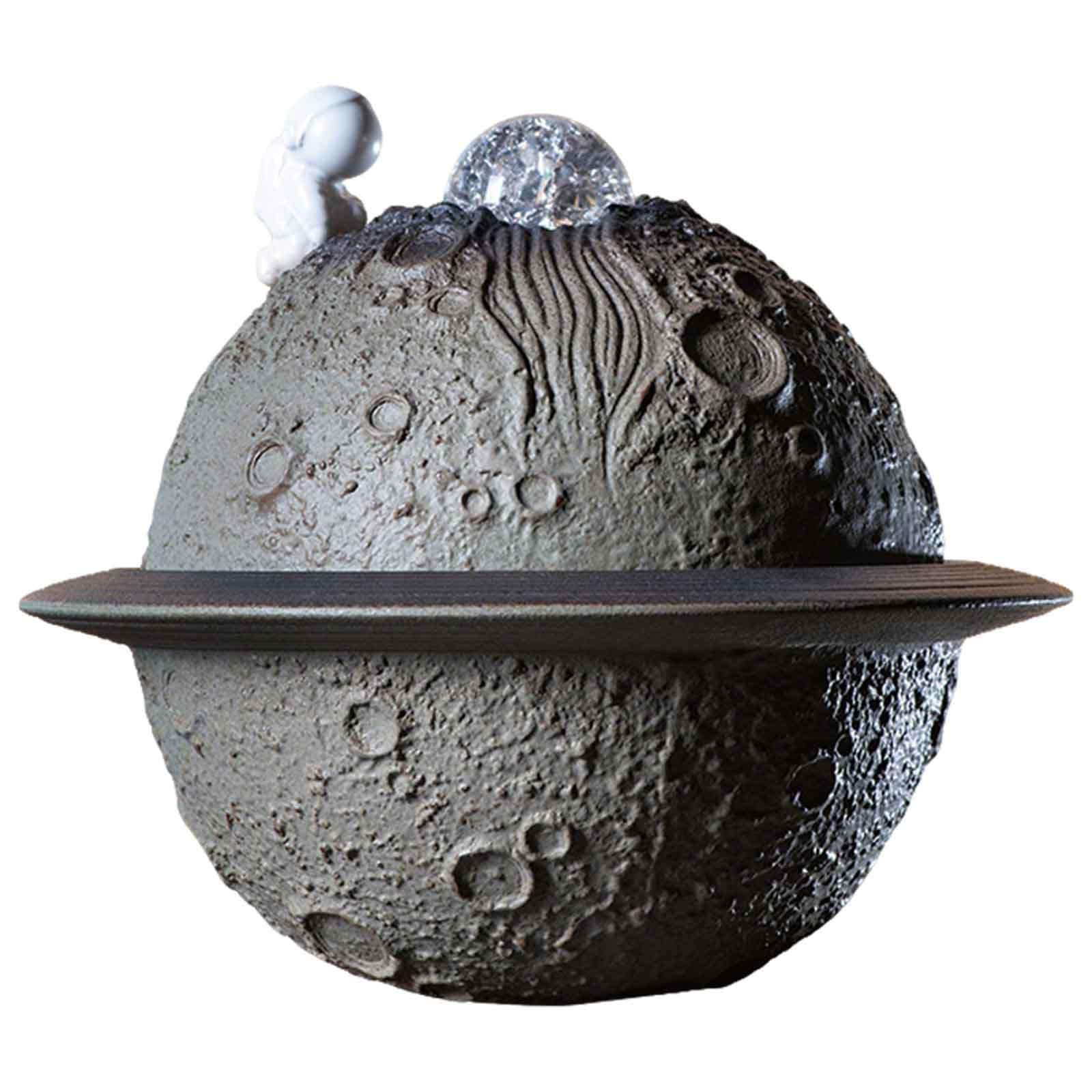 DFrywdgSEY tabletop fountain, Indoor Waterfall Fountain Space Explorer Ceramic Tabletop for Home Office Decor(Gray)