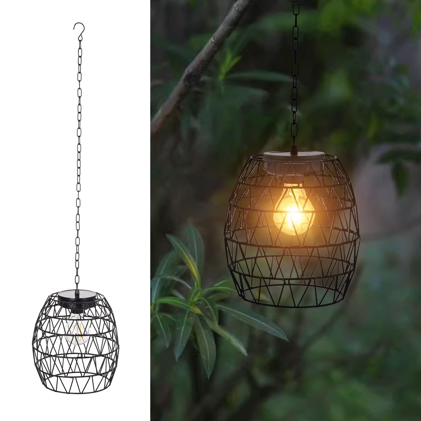 pearlstar Solarlampen für Außen hängend, Metall-Solarlaternen für draußen mit langer Kette, Lampions außen wetterfest–Deko für Garten, Balkon, Terrassen, Hof, Rasen