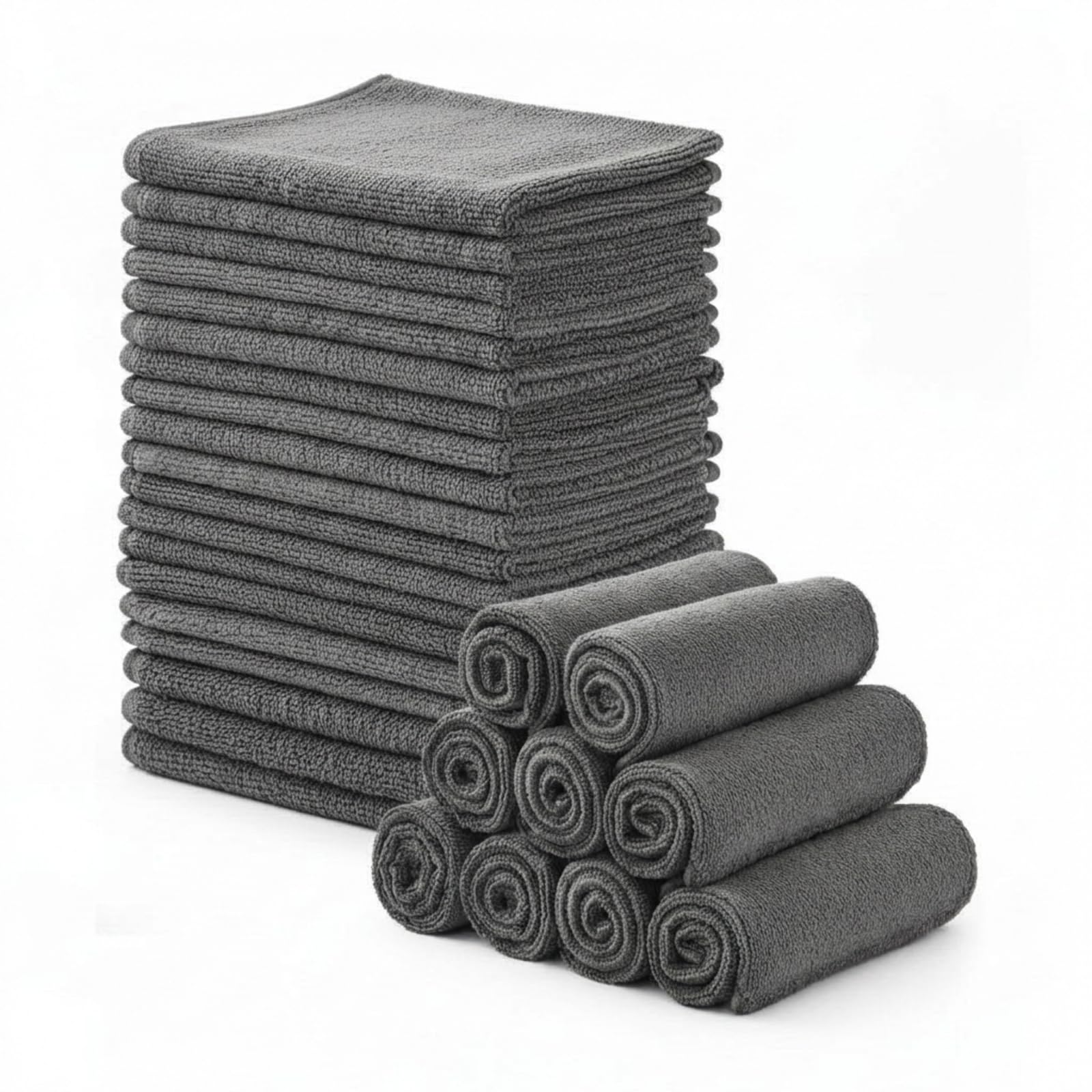 Hestya 30 Pcs Microfiber Face Cloths Fast Drying Face Wash Cloth Reusable Facial Cleansing Cloths for Adult Spa Sport Beauty (Grey Charcoal,25 x 25 cm) — image 1