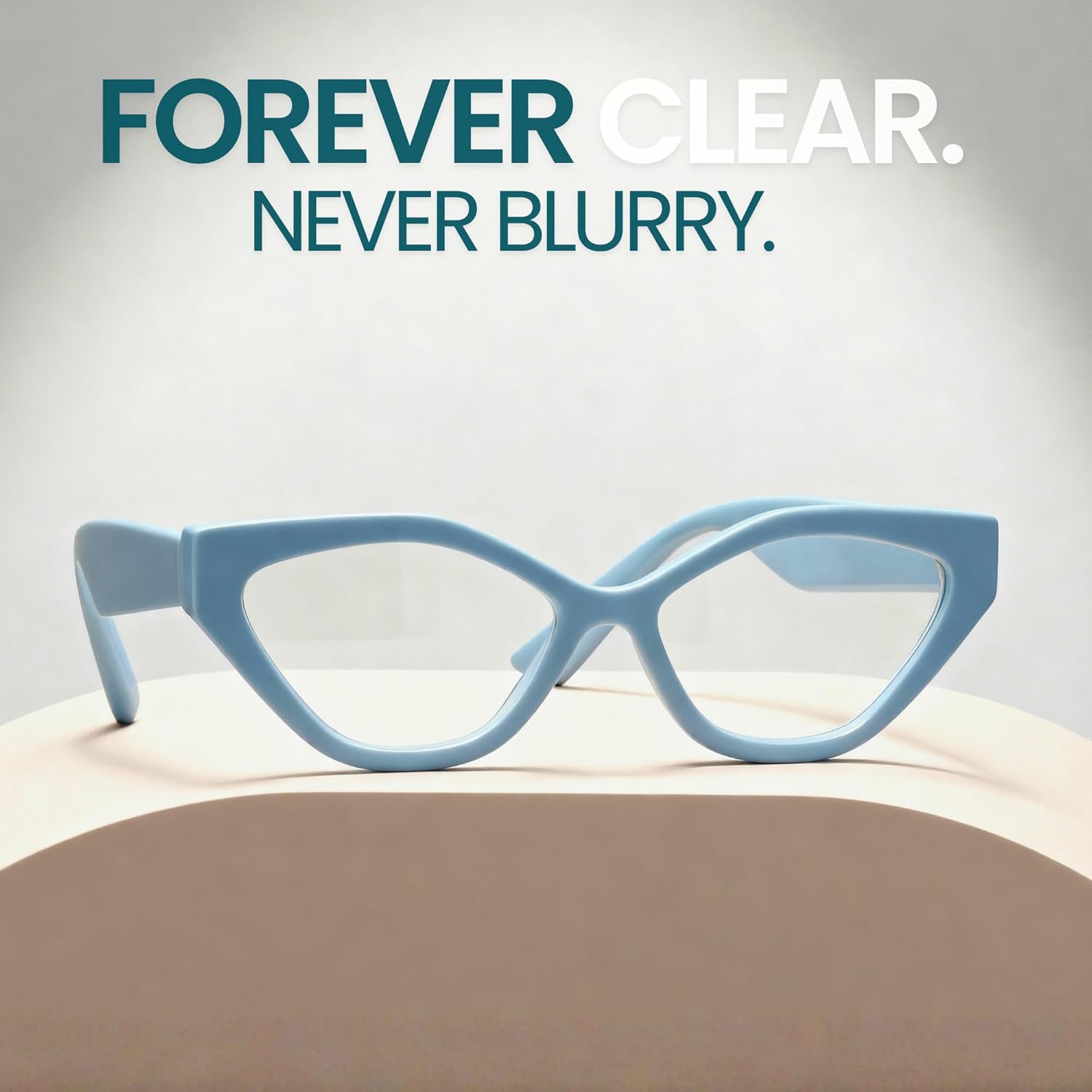 2SeeLife Oversized TR-90 Cat Eye Reading Glasses for Women – Medium-Wide Fit, Sturdy Frame, Premium Geometric Readers, Pastel Blue, +1.00