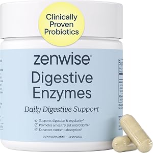 Zenwise Health Digestive Enzymes with Bromelain & Papaya - Multi Enzymes Digestion Supplement with Probiotics & Prebiotics for Gut Health, Gas & Bloating Relief - Men & Women - 60 Vegetarian Capsules