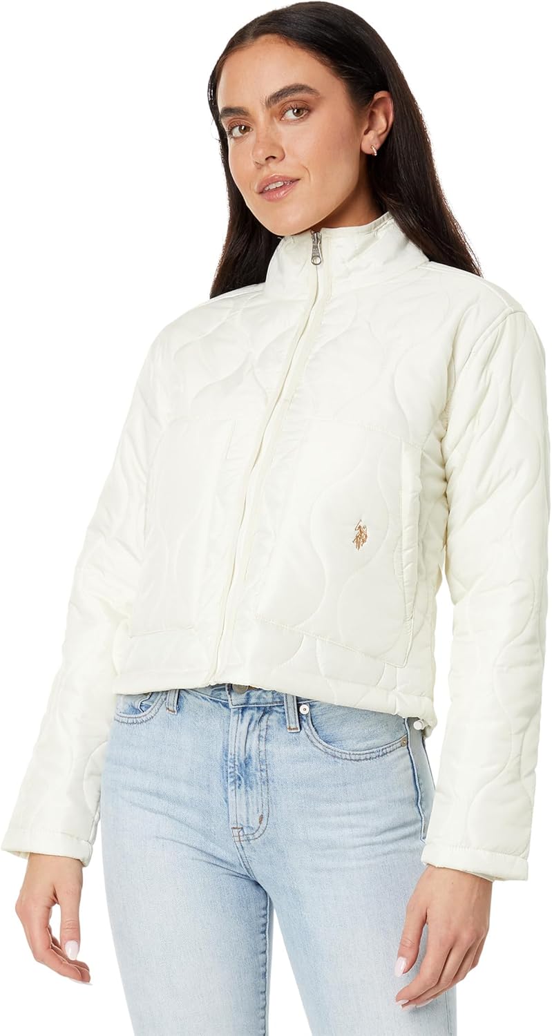 U.S. POLO ASSN. Onion Quilted Boxy Crop Jacket with Cinched Hem