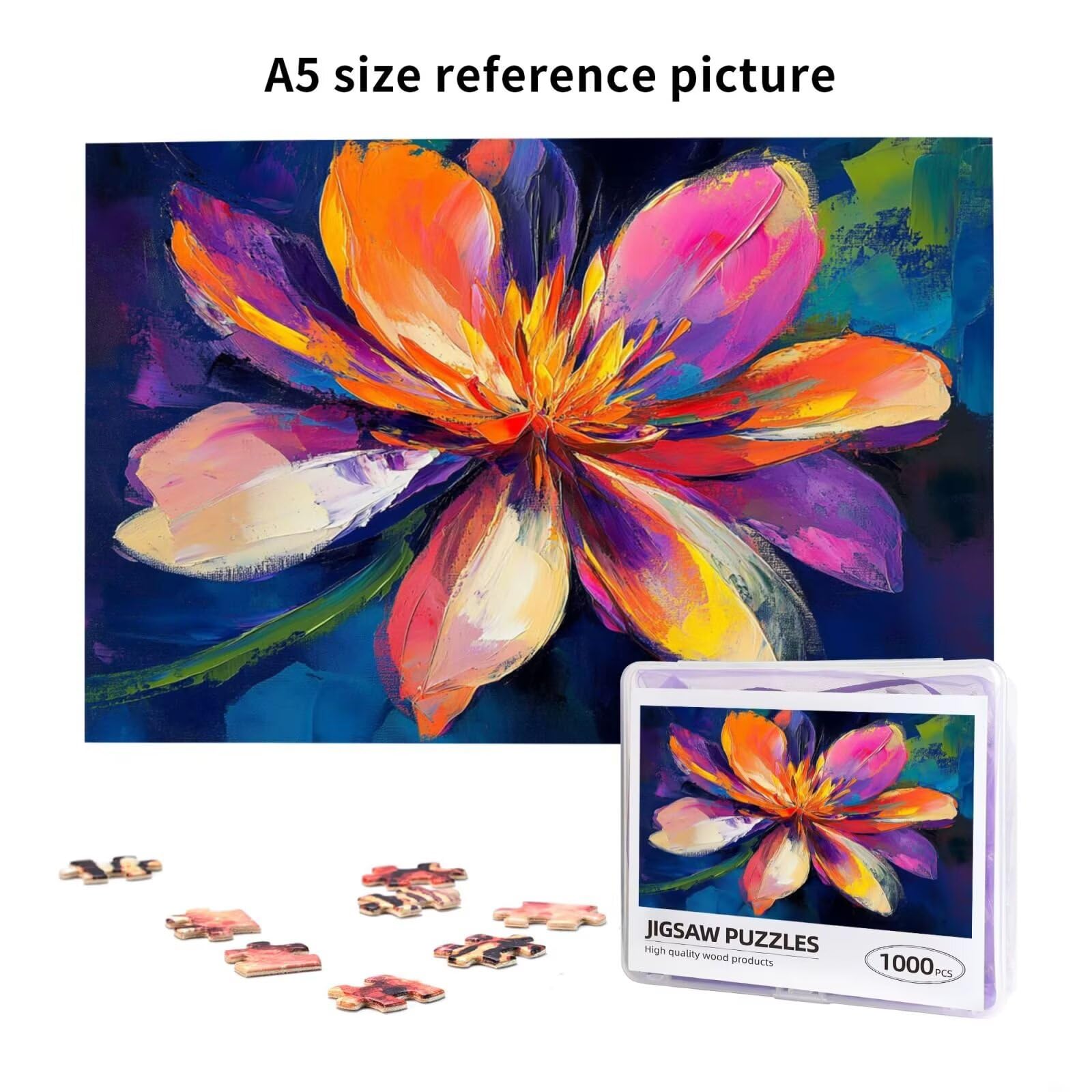 Puzzle 2000 Teile, Puzzle Erwachsene, Holzpuzzle Blume Impossible Jigsaw, Clevere Rätsel, HD Farbe Jigsaw mit Geschenkbox Verpackung for Room Decor, Geschenke für Frauen Farbe 100x70cm p-1206