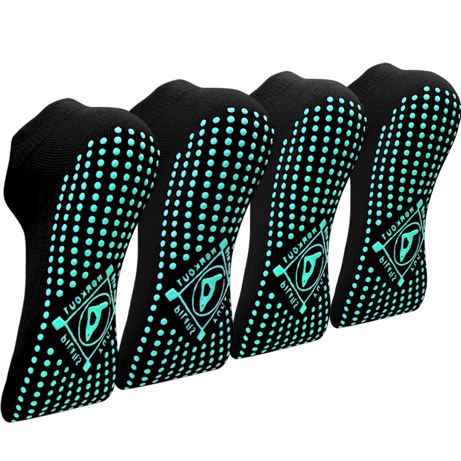 Yoga Socken Anti-Rutsch-Socken (4 Paare) für Damen Pilates, Yoga, Barre, Tanz, Ballett, Kampfsport, Trampolin, Fitness, Krankenhaus, Reha, Heim- und Körperbalance, Sox UK 4-10 / EU 35-43