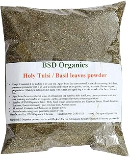 BSD Organics Powder of Edible Dried Basil leaves/Albahaca/Tulsi for tea, smoothie & more (100 Gram / 3.5 Ounce)