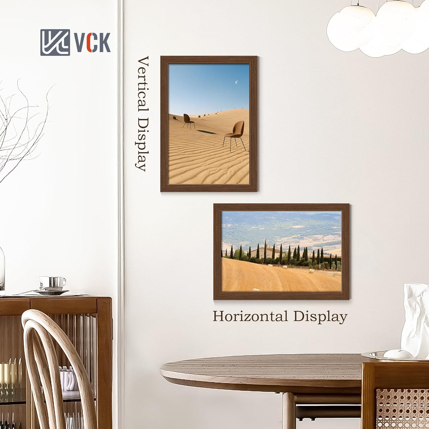 VCK 13x19 Picture Frame Set of 4 - Brown, Gallery-Quality Wood Poster Frames, 1.1-Inch Wide Border, Polished Plexiglass, Vertical or Horizontal Wall Display for Photo/Art/Prints, Brown