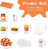 Vista 7 de Civaner Juego de 50 piezas de accesorios de comida rápida en miniatura para casa de muñecas, mini comida de Navidad, bebida mixta de resina, mini