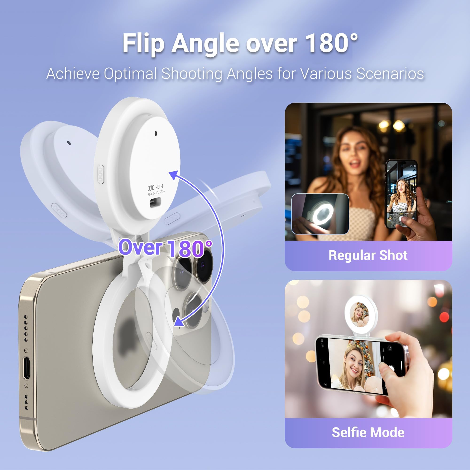 Lampe Selfie Magnétique LED Avec Miroir - Portable, Rechargeable USB-C - Pour Streaming, Vidéoconférence, Photos - Température Couleur 8500K