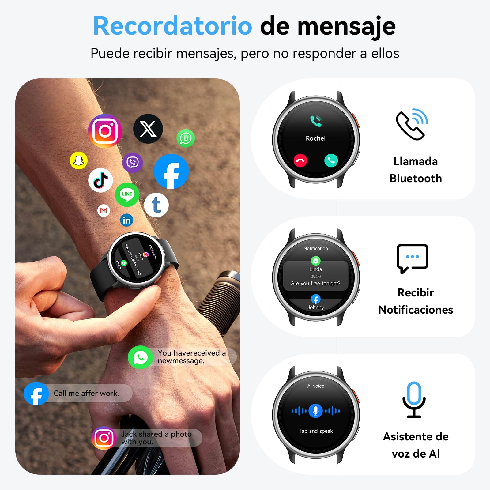 Reloj Inteligente Mujer Hombre,1.27" Smartwatch Mujer Redondo para iPhone/Samsung/Android,2 Correas y 120+ Modos Deportivos,Monitor de Sueño Funciones de Salud y Fitness 3ATM Impermeable,Negro