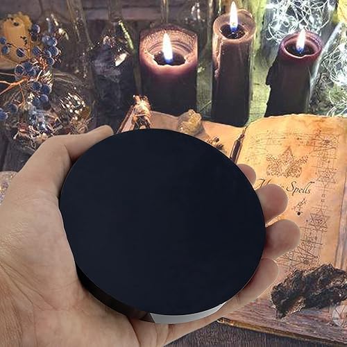 Miniatura 5 de Espejo rascador de obsidiana negra, espejo de obsidiana con soporte y bolsa para adivinación, meditación, curación, Feng Shui (7.8 pulgadas)