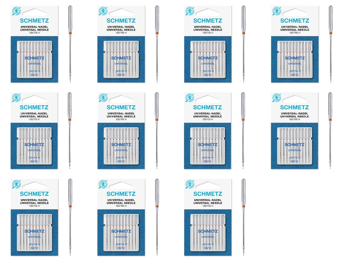 Agujas para Máquina de Coser Schmetz - Universal (Regular/Ordinario), Tamaño: 80/12 - Paquetes de 10: 11 Paquetes por el Precio de 8 - Bulk Descuento Deals para Gran Ahorro - hasta 30 Agujas GRATIS