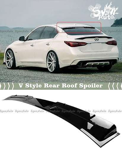 Miniatura 2 de Se adapta a la visera de techo estilo V de Infiniti Q50 2014-2021, color negro brillante, negro brillante