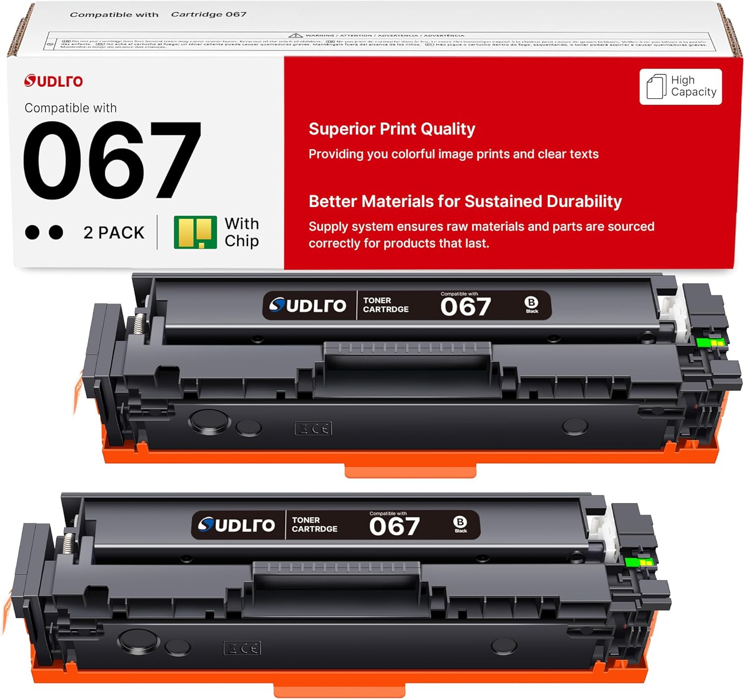 067 Black Toner Cartridge - 067 Toner Replacement for Canon 067 067H Toner Cartridge Set to Work with Canon MF656CDW MF654CDW MF653CDW LBP632CDW Printer Ink | 2 Pack