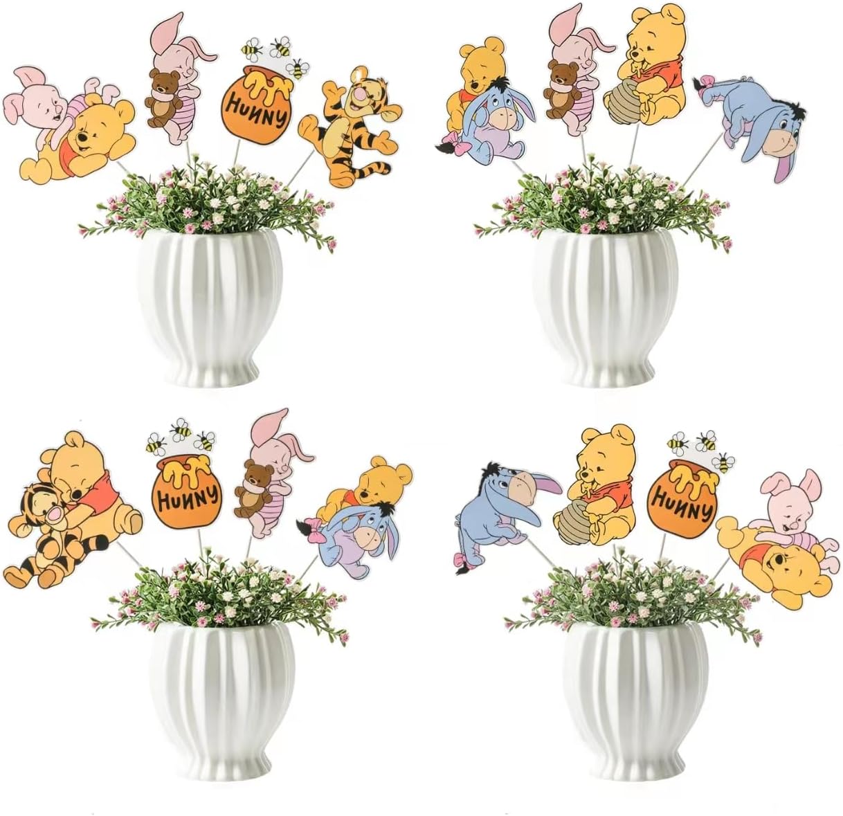 24PCS Bear Party Decorations,Centerpieces Decorations Stick Table Toppers For Birthday Party Supplies Decor Table Toppers