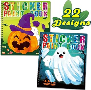 2PCS Halloween Sticker Books for Kids Ages 4-8 | Number Matching Activity, Repositionable Stickers, Create 22 Pictures, Party Favors