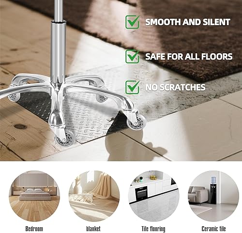 Miniatura 7 de Taburete de sillín ergonómico con ruedas para oficina dental, masaje, clínica, spa, taburete hidráulico ajustable con ruedas (sin respaldo, negro)