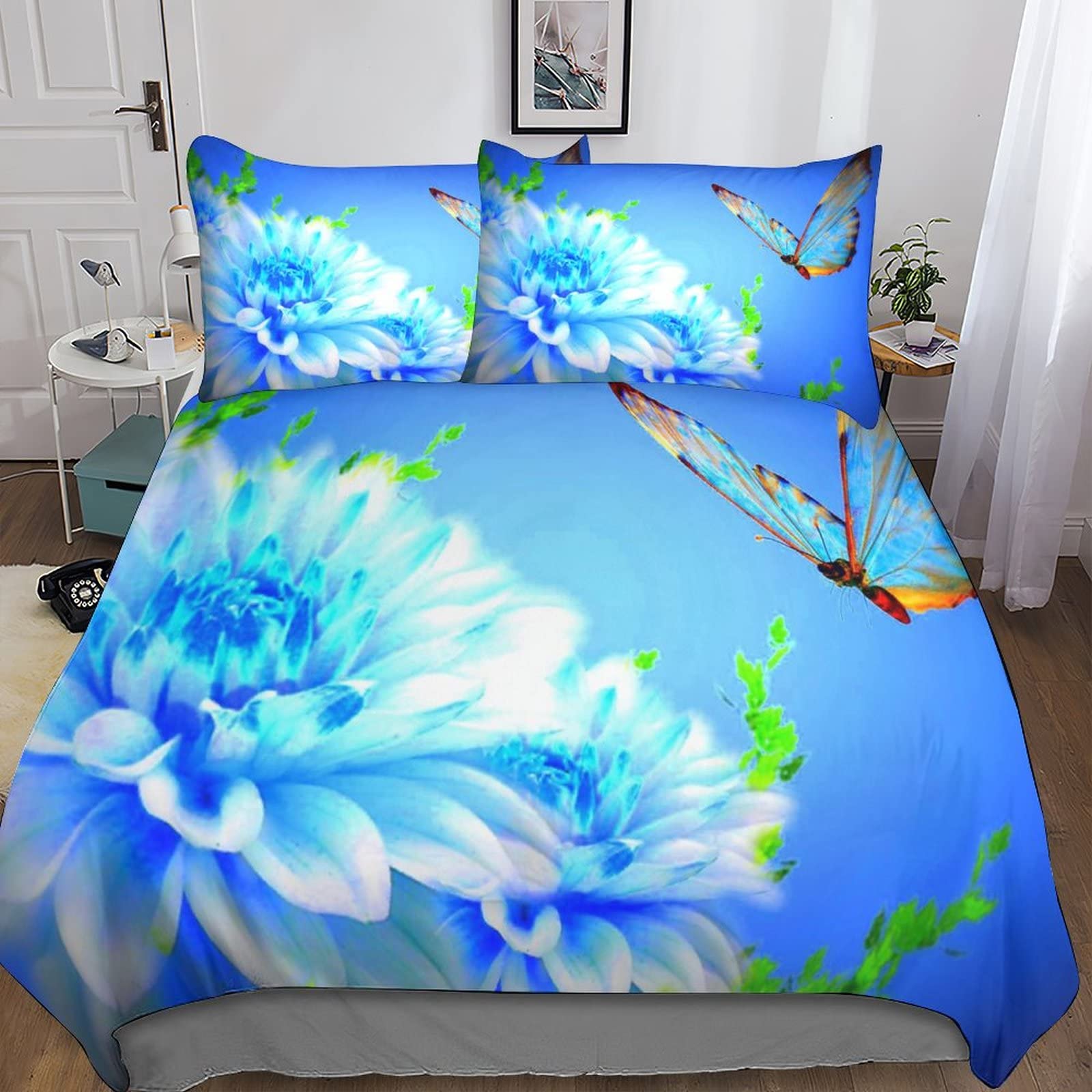 Parure de lit papillon enfant double couette confortable zippée 3D