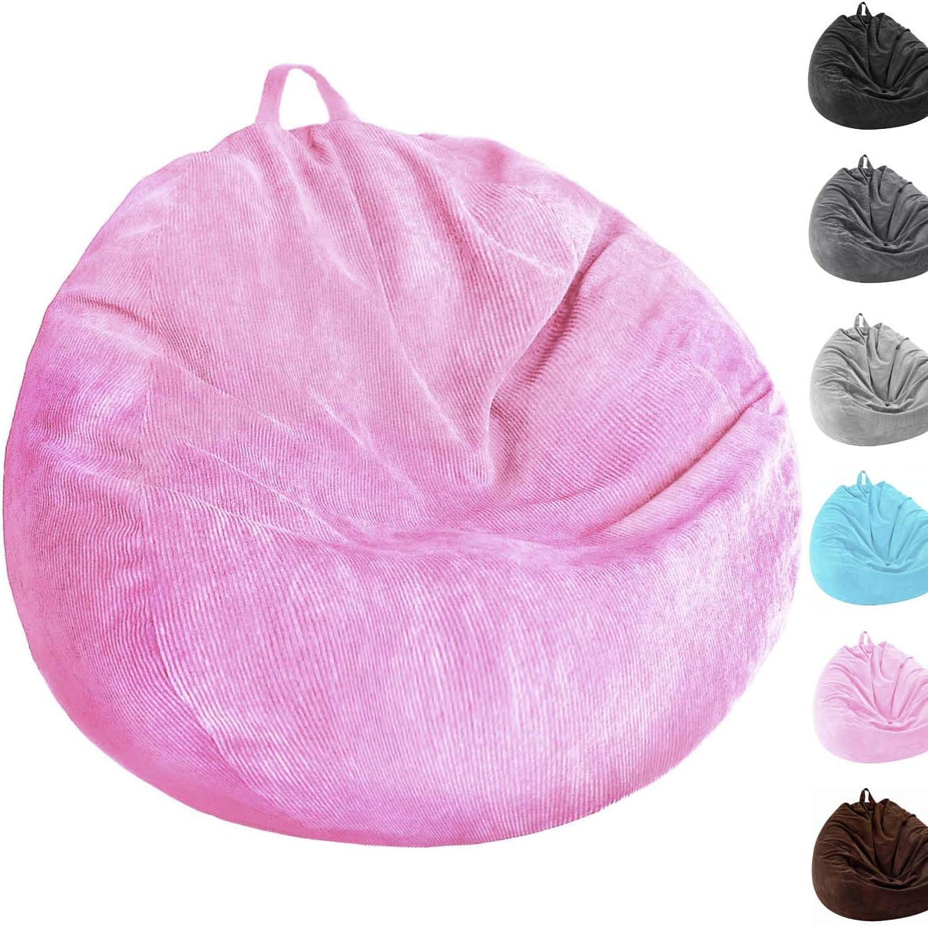 Bean Bag Chair Cover (No Filler) Washable Ultra Soft Corduroy Sturdy Zipper Beanbag