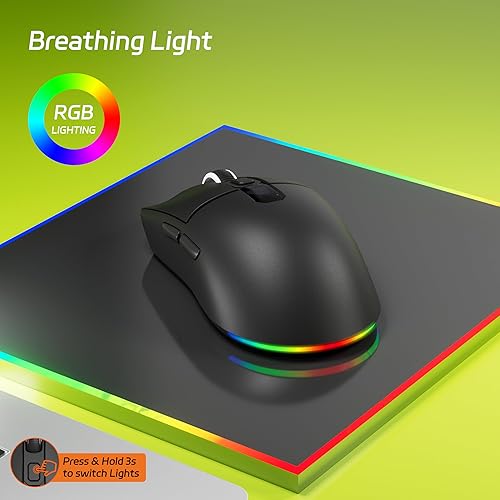 Miniatura 5 de Uciefy Ratón inalámbrico Bluetooth, triple modo (2.4G+BT5.0+BT5.1), mouse Bluetooth LED, USB C recargable con pantalla LED, ratones de computadora