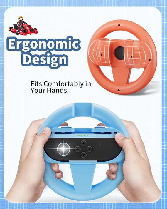 OLCLSS Steering Wheel for Nintendo Switch 2 JoyCon, Switch 2 Accessories Compatible with Switch 2 JoyCon Controllers, Switch 2 Steering Wheel, Racing Wheels for Mario Kart 8, 2 Pack