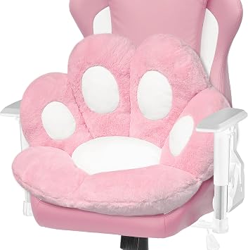 ELFJOY Cat Paw Cushion Comfy Plush Chair Cushions for Office Computer Gaming Chairs Soft Cute Floor Pillow for Dining Room Bedroom Decor 23.6" x 27.6" Pink