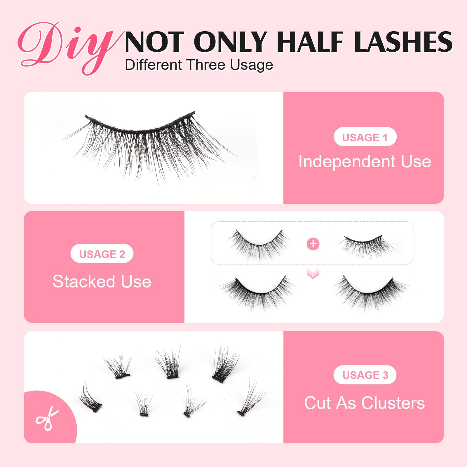 Parriparri Ciglia Finte Naturali 10 Paia Mezze Ciglia Finte Occhio di Gatto Aspetto Naturale Wispy Half Lashes Cat Eye Corner Eyelashes