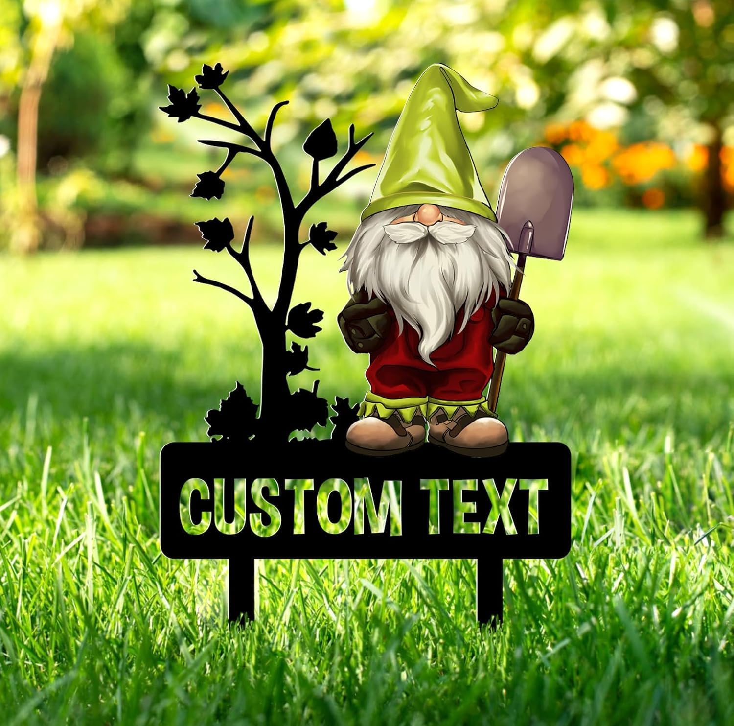 Personalized Metal Gnome Garden Yard Stake, Custom Outdoor Lawn Decor, Whimsical Gnome Gifts, Durable Metal Signs for Patio, Farm, Flower Bed, Gnome 6