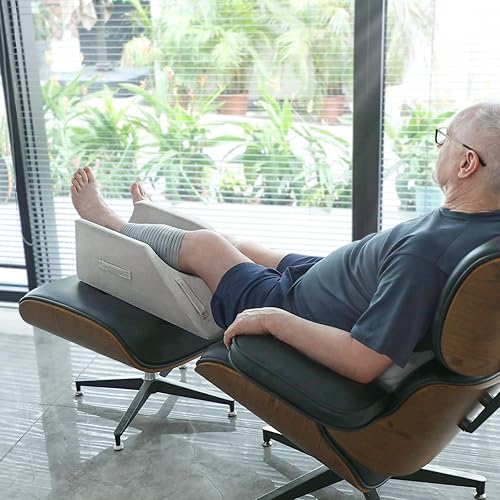 Miniatura 7 de OasisCraft Almohada de elevación de piernas con asas, almohada posicionadora de piernas de espuma viscoelástica después de la cirugía, almohada de