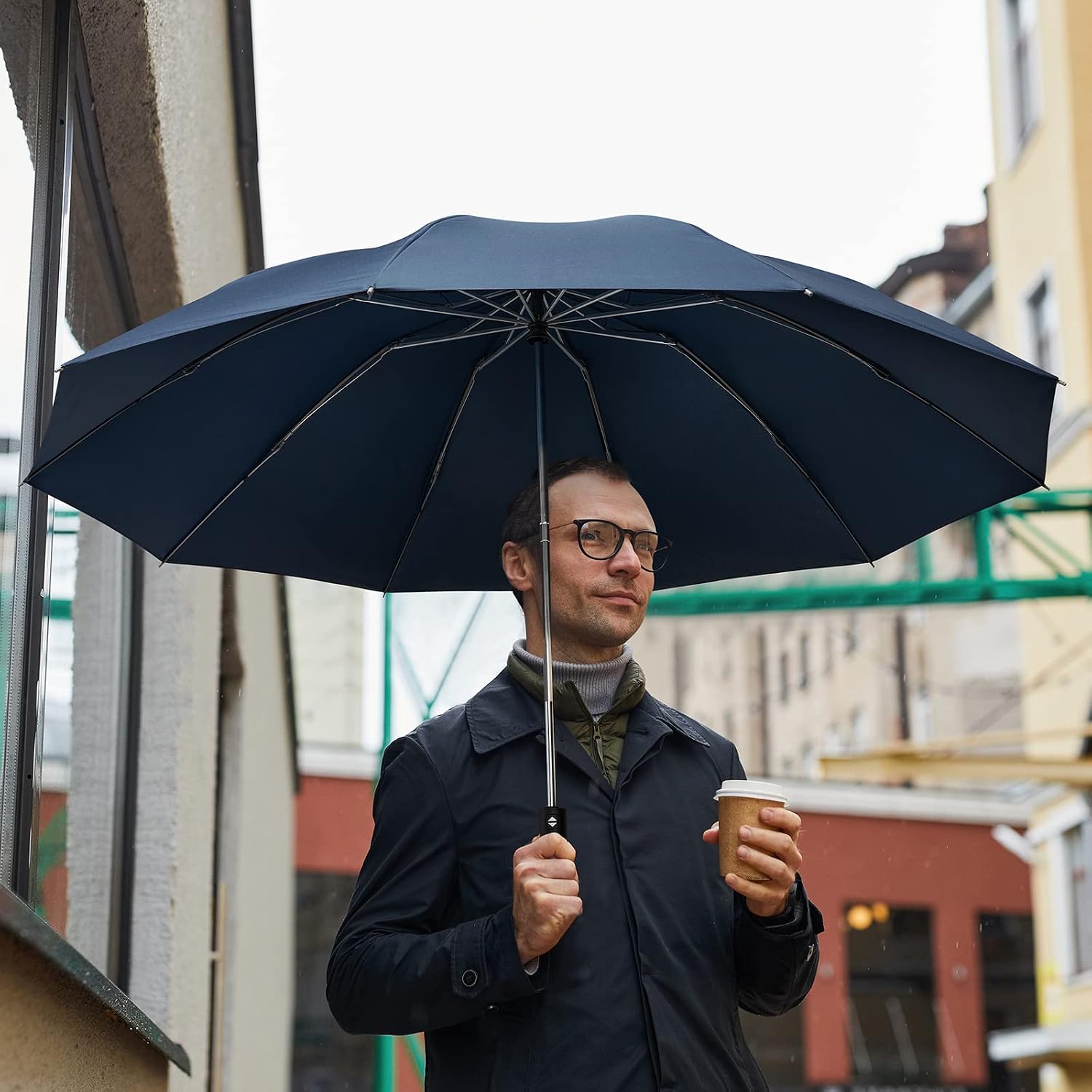 G4Free Inverted Windproof Umbrella-54 Inch Large Canopy for Rain, folding Compact Reverse with 10 Ribs Automatic Open Close