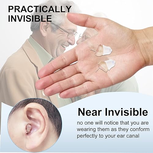 Miniatura 4 de Audífono, amplificador auditivo para personas mayores, mini CIC audífono de un solo oído con batería funciona con cancelación de ruido audífonos