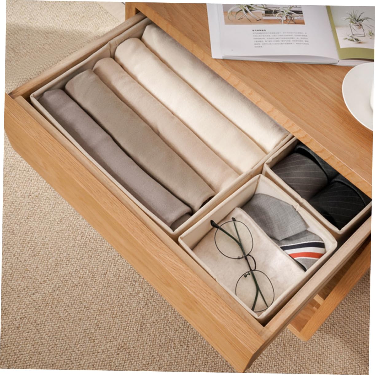 Gatuida 3 Stück Faltbare Stoff Aufbewahrungsbox Unterwäsche Organizer Waschbar Für Schubladen Bh Socken Schrank Ordnungssystem
