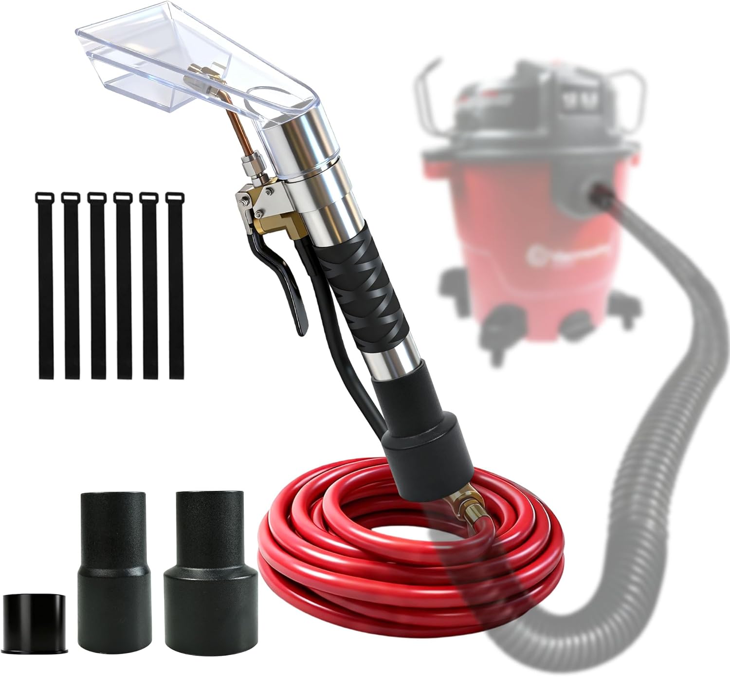 Universal Compatible with Any Brand Shop Vac Extractor Hose Kit Attachment with 2-1/2" & 1-7/8" & 1-1/4" Adapter Auto Detailing Wand Extraction Accessories for Upholstery & Carpet Cleaning