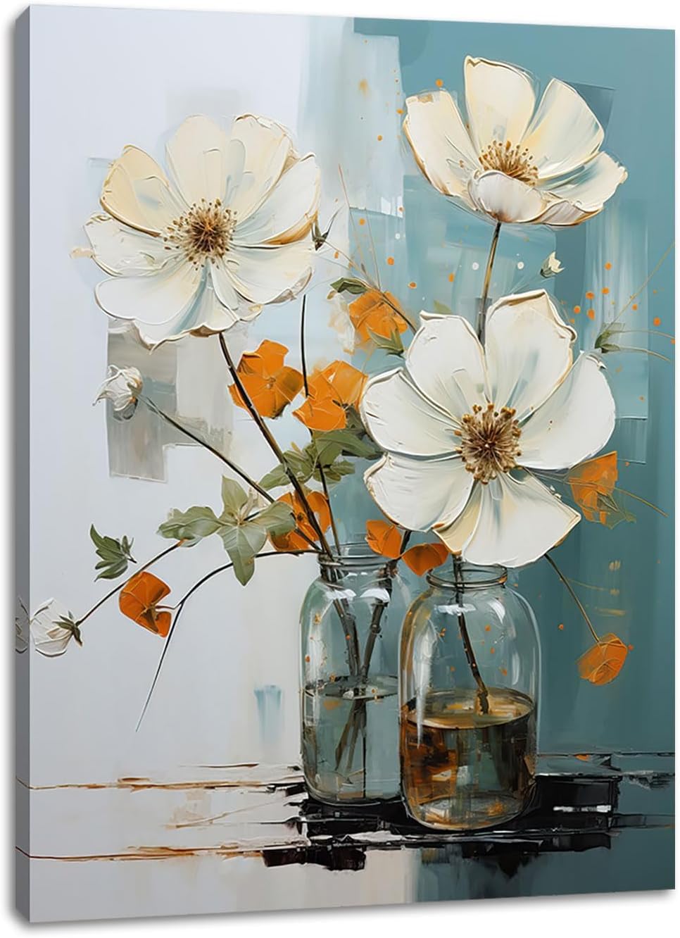 daktenn Green Floral Bathroom Wall Art for Bathroom Art Wall Decor Floral Canvas Wall Art Bathroom Pictures Wall Decor for Kitchen Bedroom Livingroom 18x24 Inches