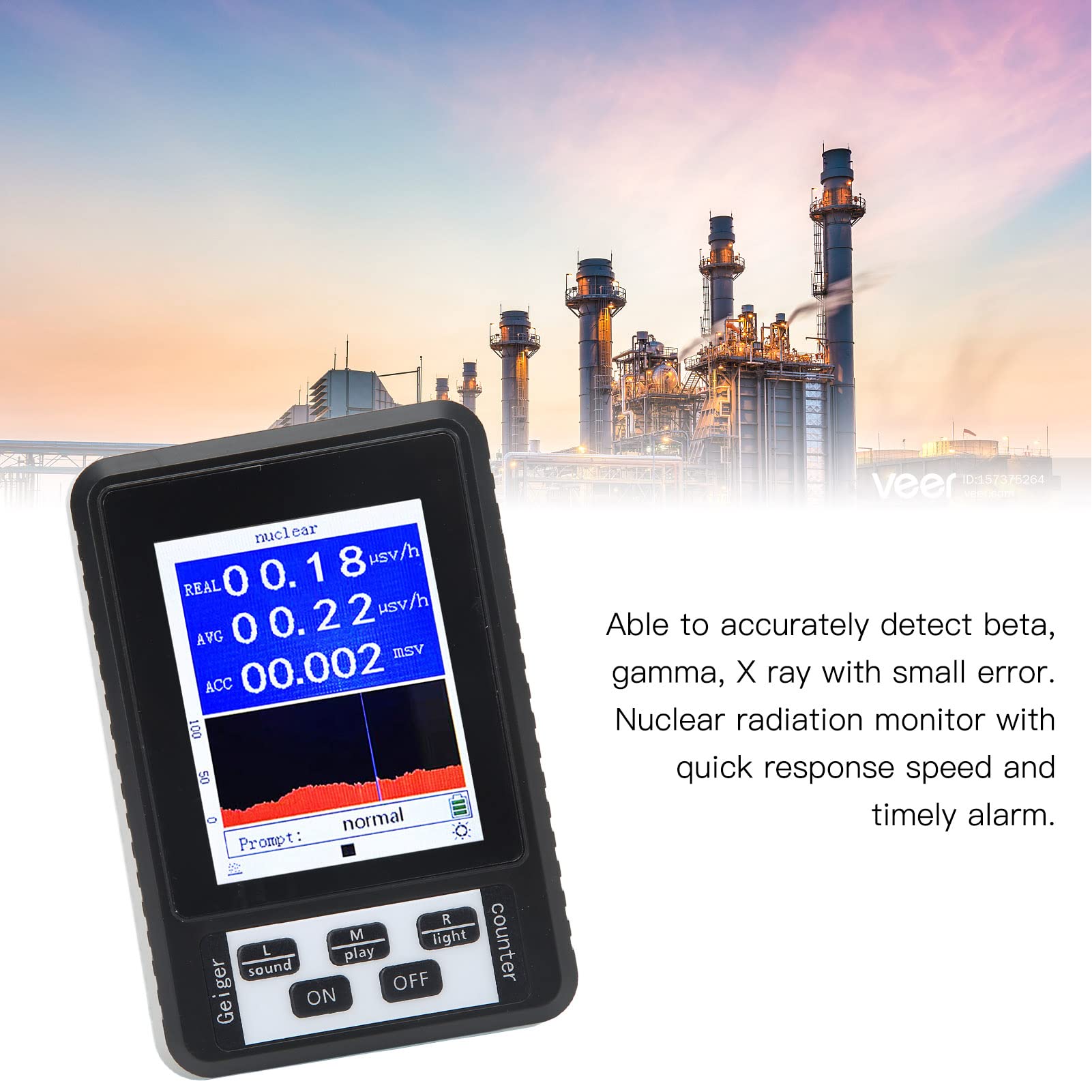 Nutriess Nuclear Radiation Detector Geiger Counter X ? ? Rays Tester Radiating Dose Alarm Handheld Device for Safety Monitoring in Industrial (Black)