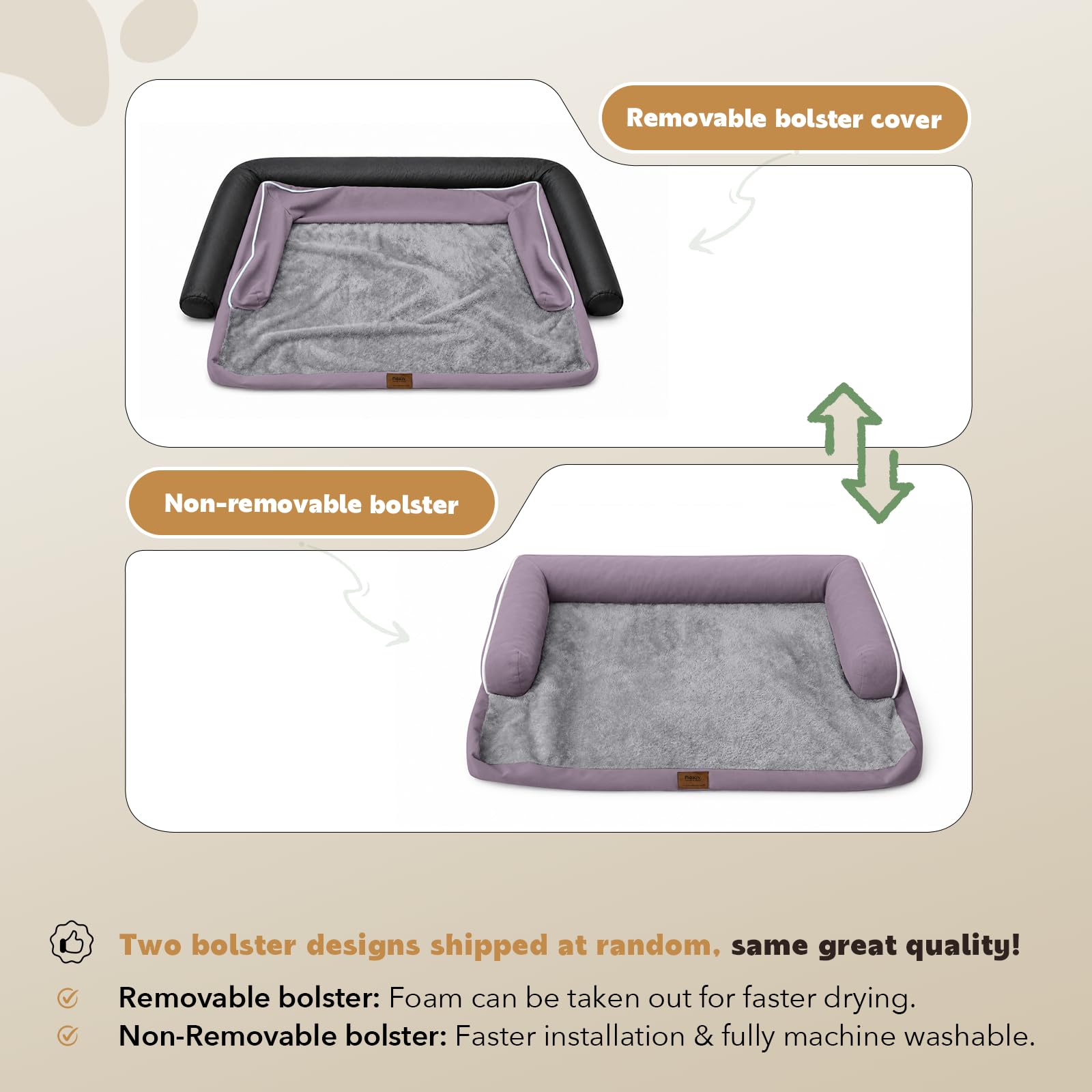 Cama ortopédica para perros grandes, lavable, cama ortopédica para perros con refuerzos extraíbles, funda lavable para perros grandes, camas impermeables para mascotas y parte inferior antideslizante,