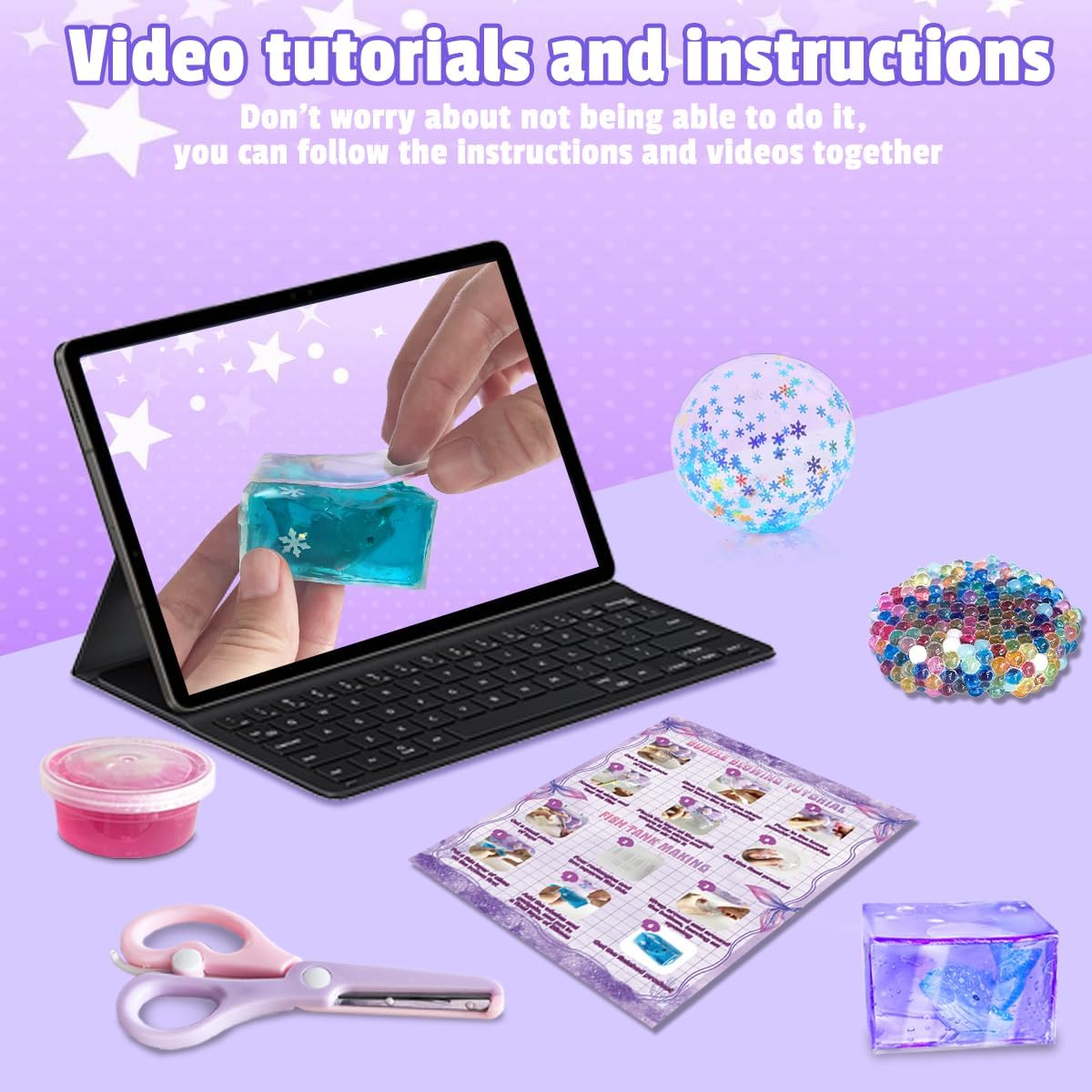 BEIREG Nano Tape Bubble Kit for Kids, Squishy Making Kit with 7 Rolls Nano Tape & 6 Slimes, Squishy Maker Box for Make Your Own Squishies, Cute Stuff Toys for Teen Girls 6-8 8-10 10-12