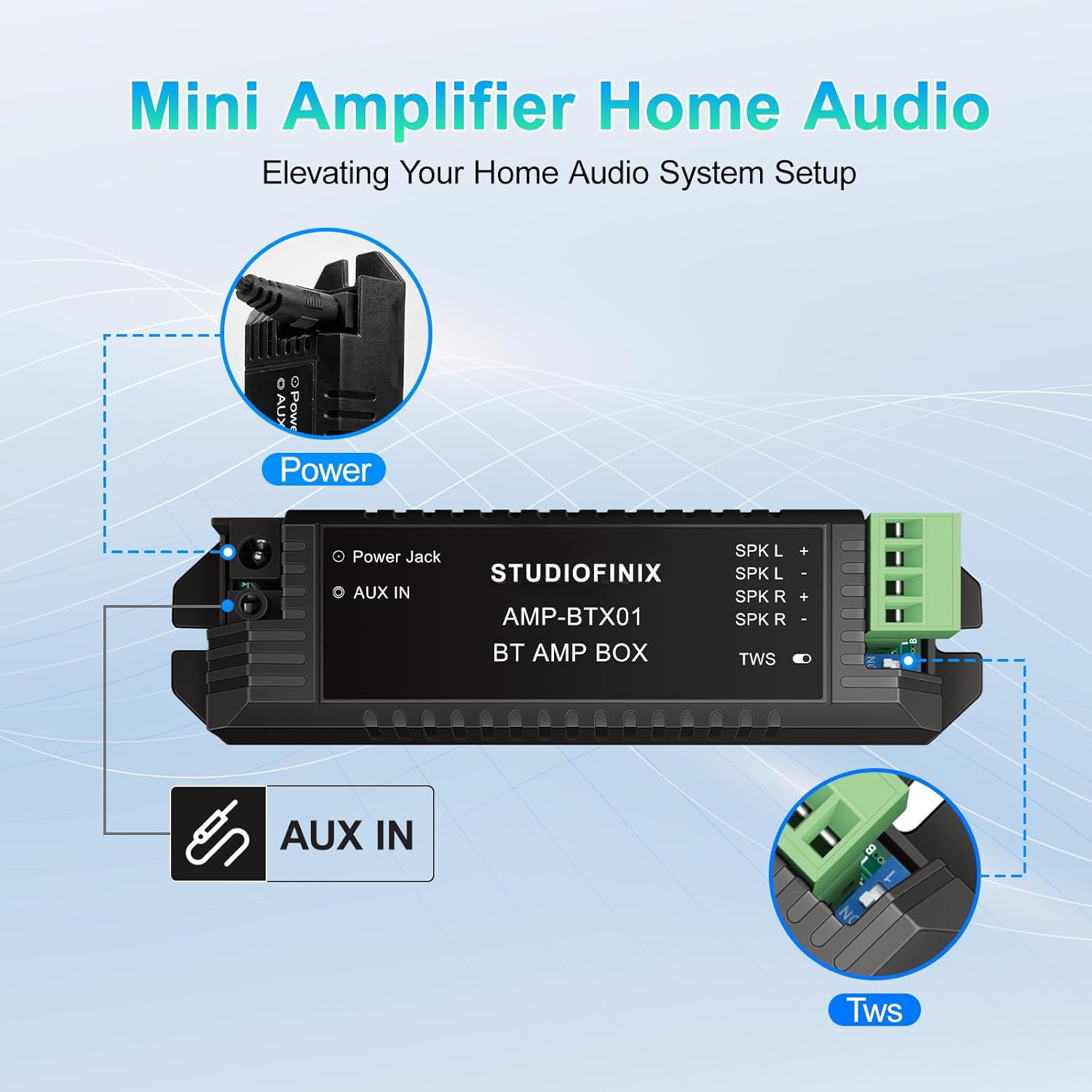 STUDIOFINIX 8-Inch Bluetooth Ceiling Speaker Complete System with A 2-Channel Amplifier, 400W Max Power Output Pair - Perfect for Clear Sound in Living Room, Office, Kitchen, Basement & Covered Patio