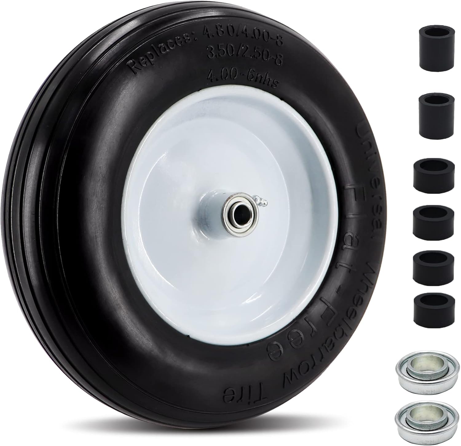 Sunealy 14.5in Flat Free Wheelbarrow Tire Universal Fit, Flat Free