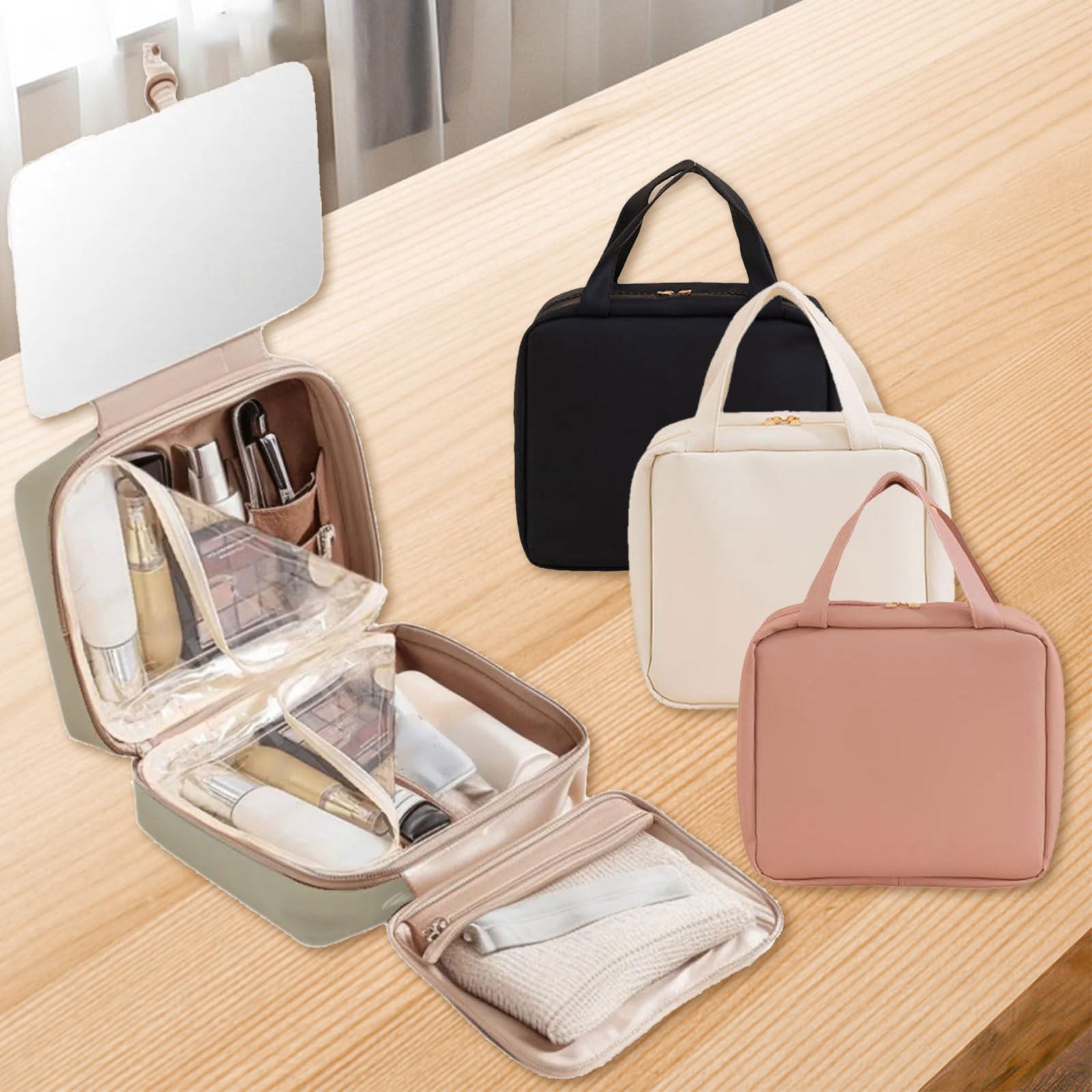 Bolsa de aseo colgante, gran capacidad, juegos de bolsas de maquillaje, almacenamiento de cosméticos impermeable, estuche organizador, baño, ducha, maquillaje impermeable